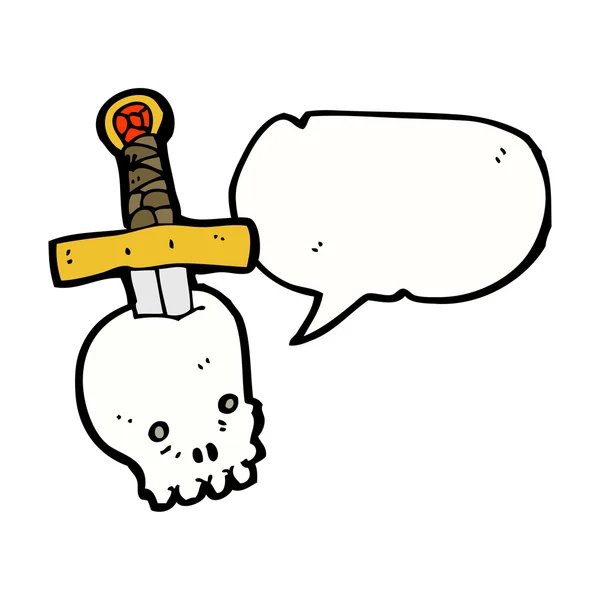 Sword in skull tattoo — Stock Vector