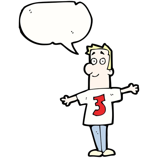 Kreskówka mężczyzna w koszulkę z numerem 3 — Wektor stockowy