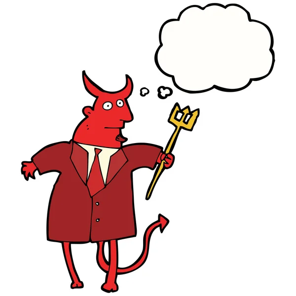Cartoon devil with pitchfork — Stock Vector