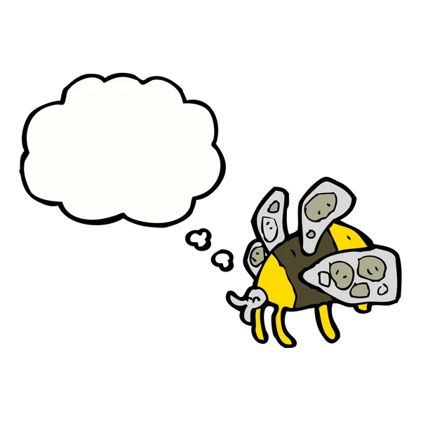 Cartoon buzzing bee with thought bubble — Stock Vector