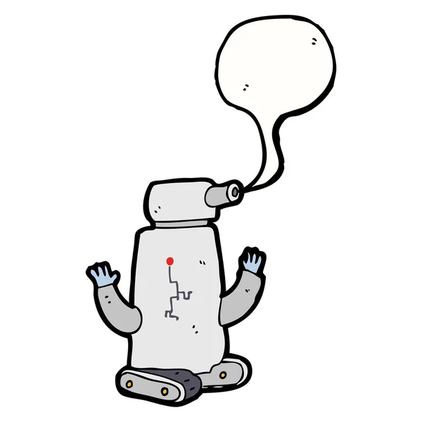 Cartoon tank robot with speech bubble — Stock Vector