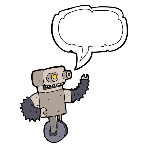 Robot de dibujos animados con burbuja de habla — Vector de stock