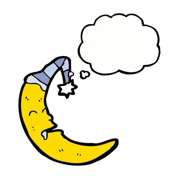 Cartoon sleeping crescent moon — Stock Vector