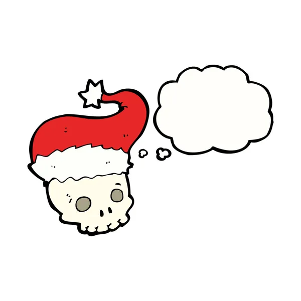 Cráneo en sombrero de Navidad — Vector de stock