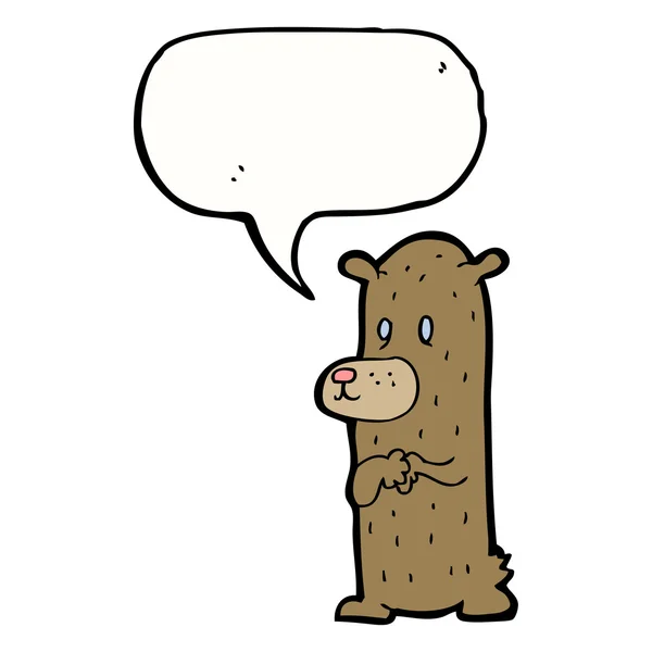 Odd little bear with thought bubble — Stock Vector