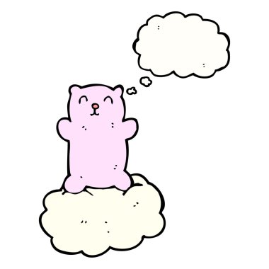 bulut üzerinde pembe bir oyuncak ayı