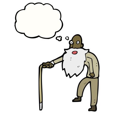 Bastonlu yaşlı adam.