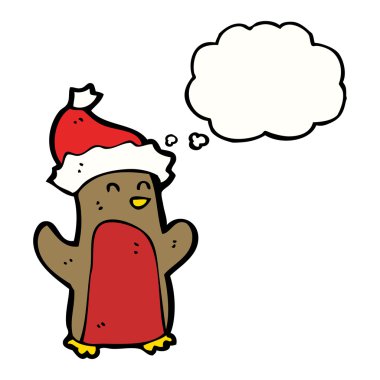 Robin santa şapka içinde