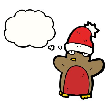 Robin santa şapka içinde