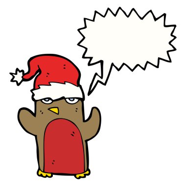 Robin santa şapka içinde