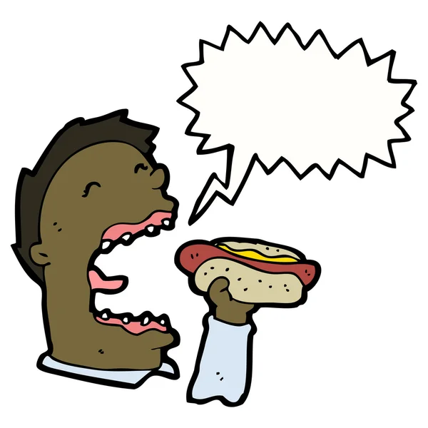 Uomo mangiare cibo spazzatura — Vettoriale Stock
