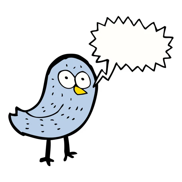 Mavi kuş ile konuşma balonu — Stok Vektör