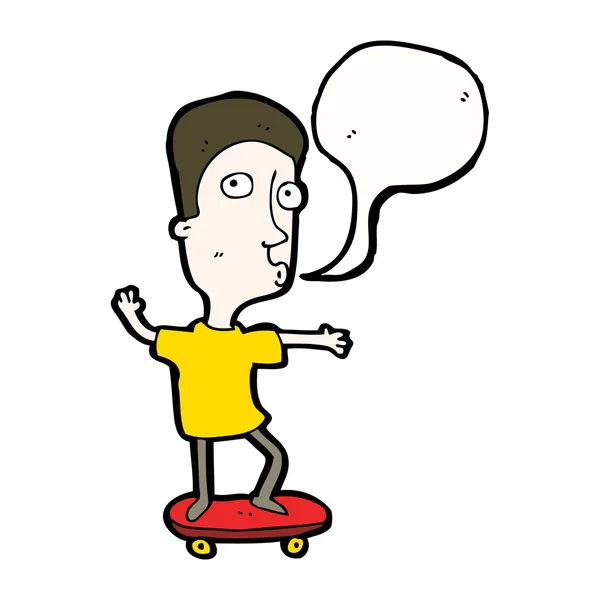Boy on skateboard with speech bubble — Stock Vector