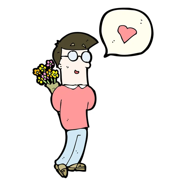 Hombre con flores — Vector de stock