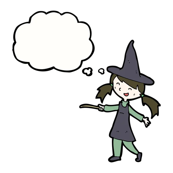 Witch girl with speech bubble — Stock Vector