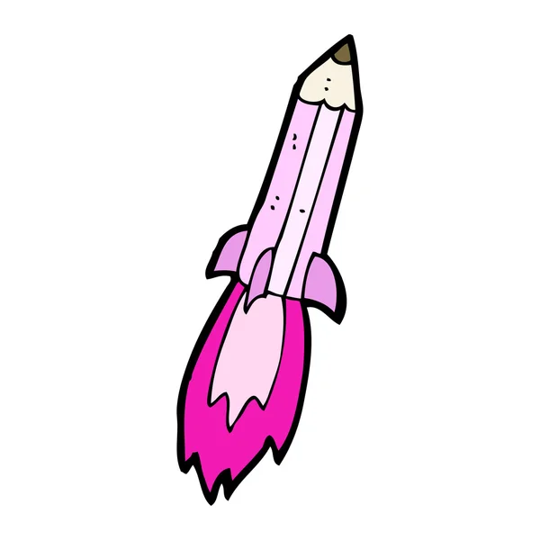 Pink pencil rocket — Stock Vector