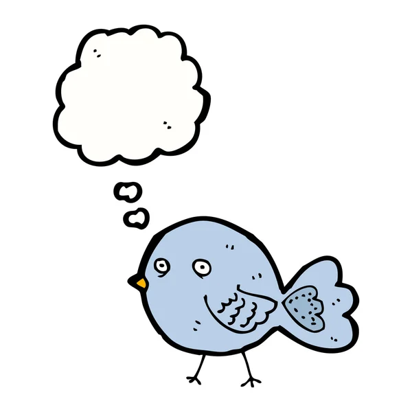 Uccello blu con bolla di pensiero — Vettoriale Stock