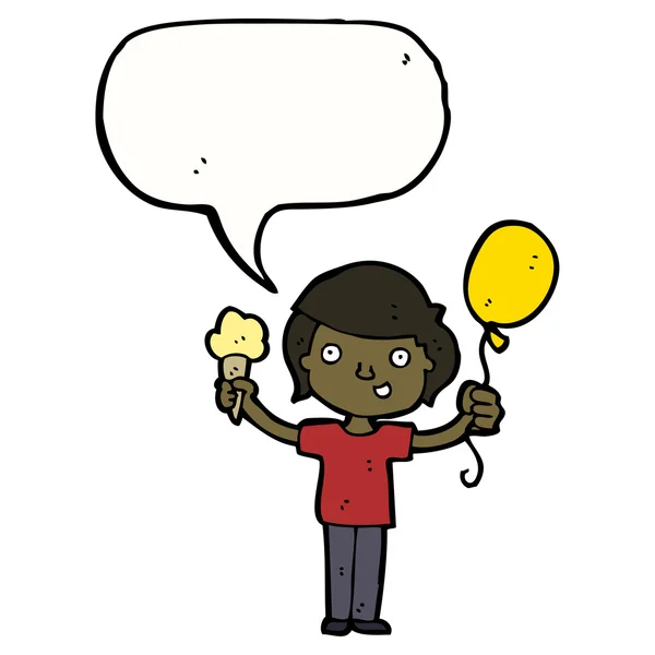Boy with ice cream and balloon — Stock Vector