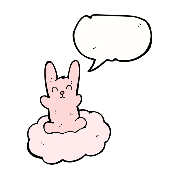 Кролик на облаке с речевым пузырем — стоковый вектор
