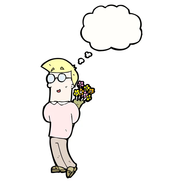 Homme blond avec des fleurs — Image vectorielle