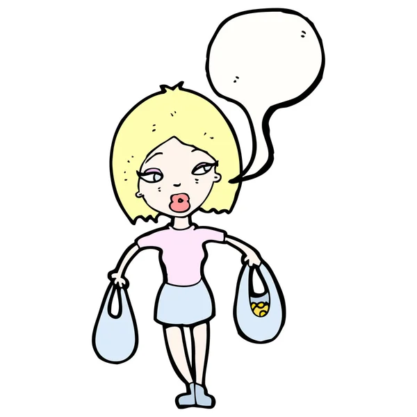 Pretty woman carrying shopping bags — Stock Vector