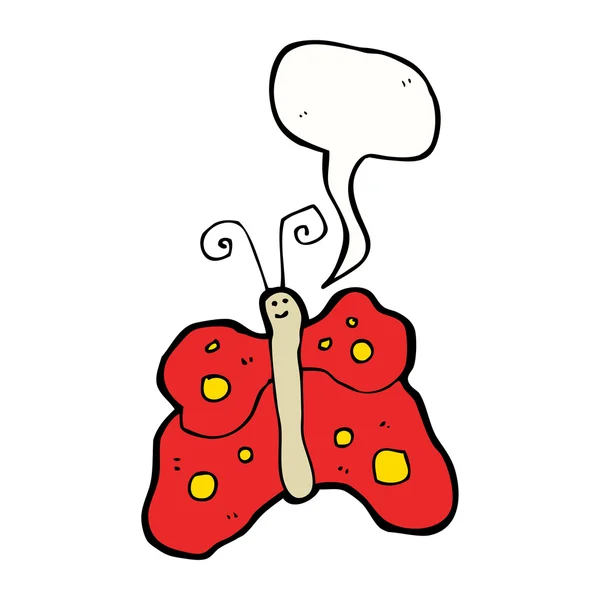 Papillon rouge avec bulle vocale — Image vectorielle