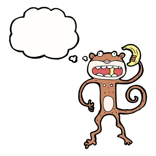 有趣的猴子吃香蕉 — 图库矢量图片