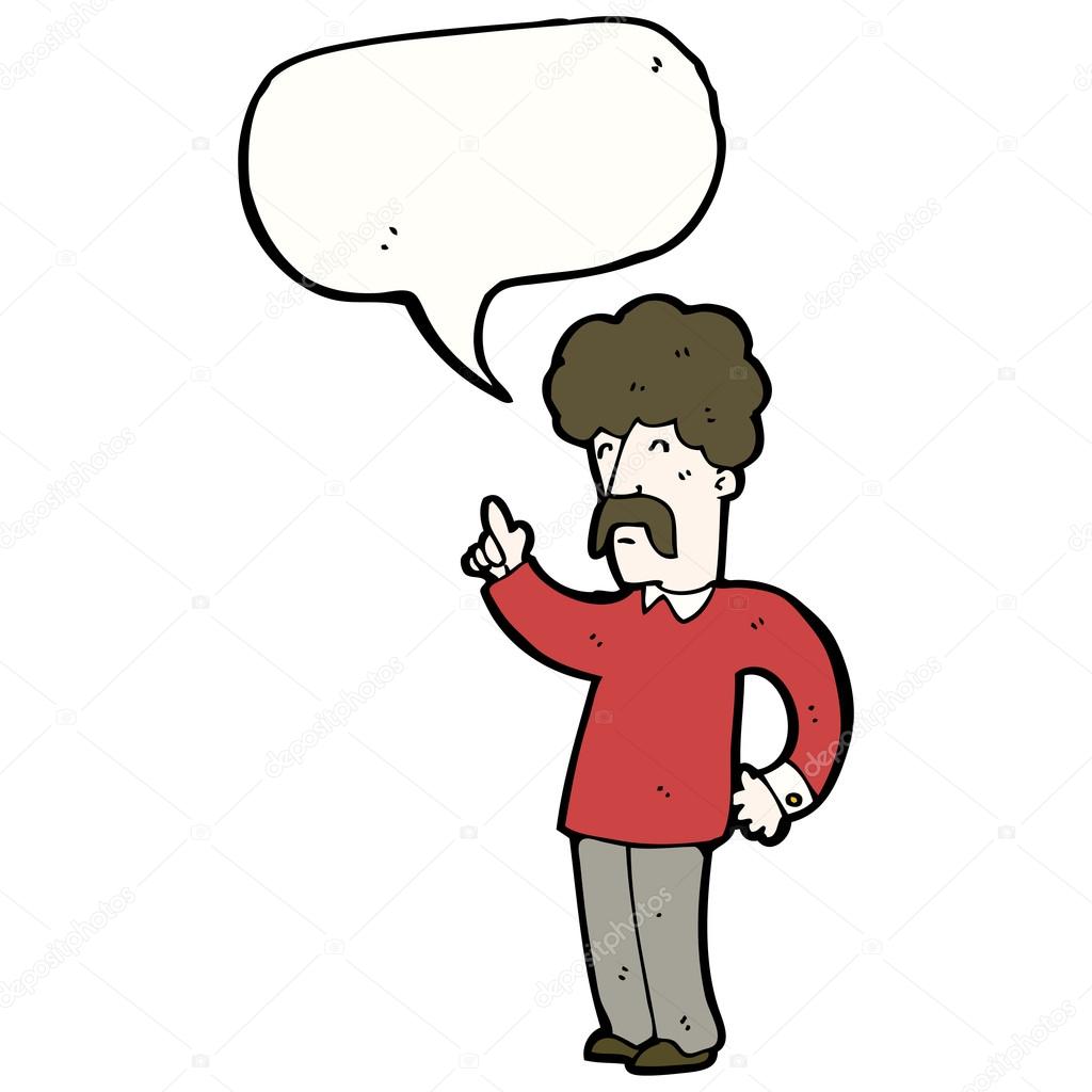 mustache man with speech bubble