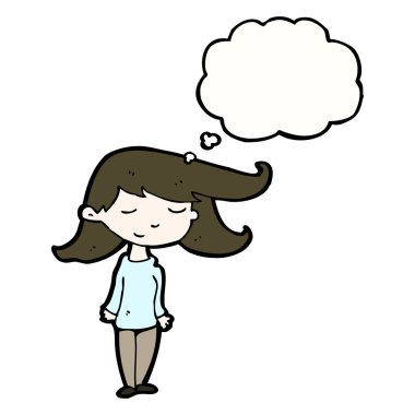 Düşünce baloncuklu kadın