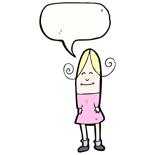 Блондинка каракулі дівчина з бульбашкою мовлення — стоковий вектор