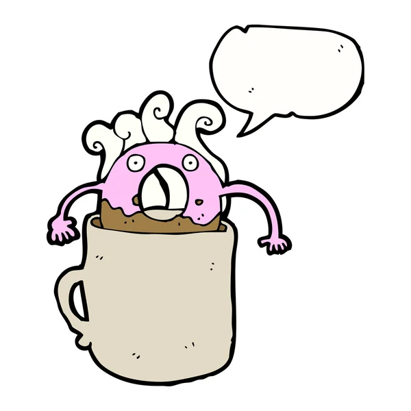 Beignet dans une tasse de café — Image vectorielle