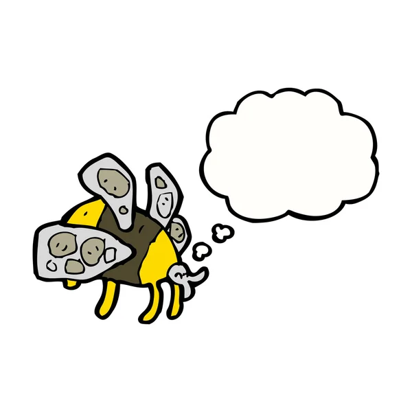 思考バブルと大きな熊蜂 — ストックベクタ