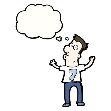 Yedi numara ile gömlek giymiş adam