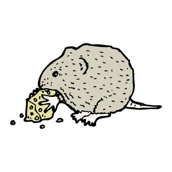 Mouse eating cheese — Stock Vector