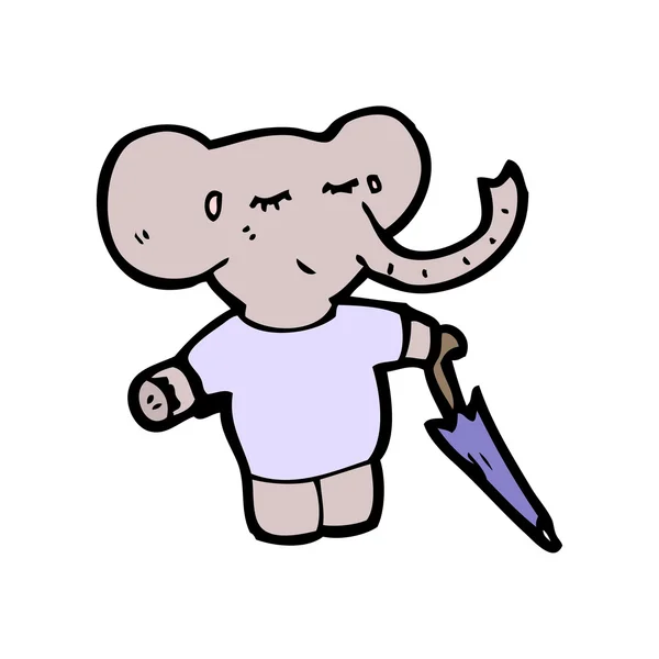 Slon s deštníkem — Stockový vektor