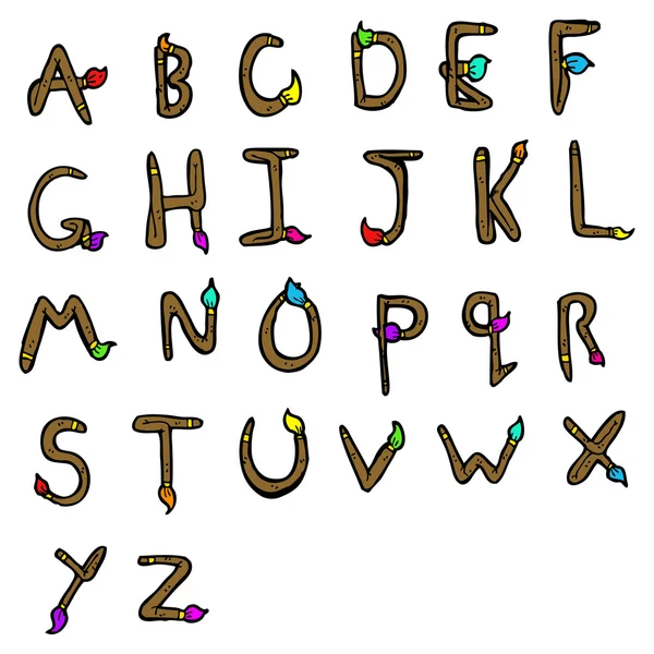 Malerpenselformet alfabet – stockvektor