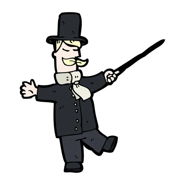 Victorian gentleman pointing cane — Stock Vector