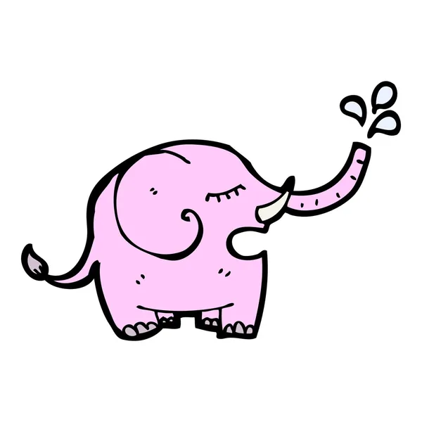 Elefante rosa que sopla agua — Vector de stock