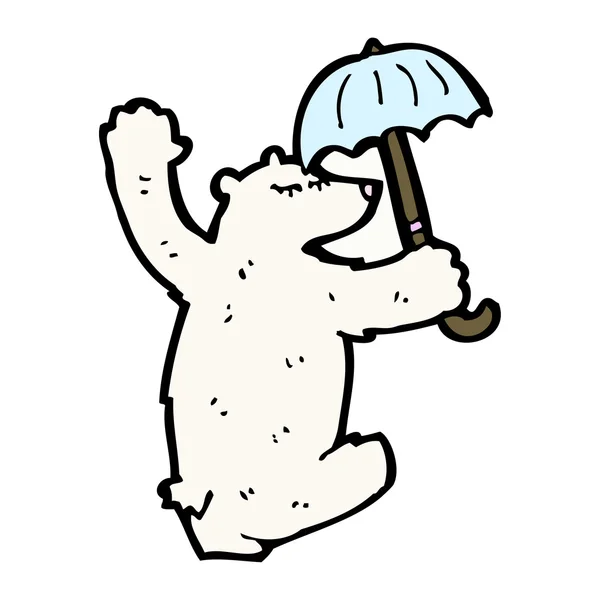 Polar bear dansen met paraplu — Stockvector