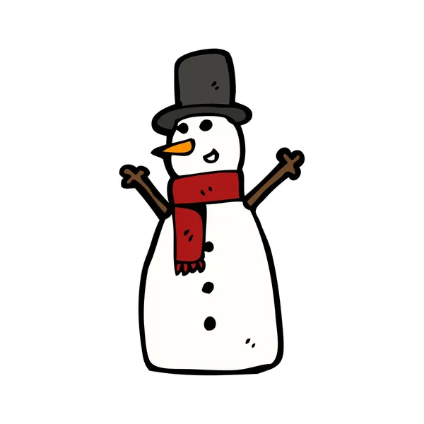 Muñeco de nieve en sombrero — Vector de stock