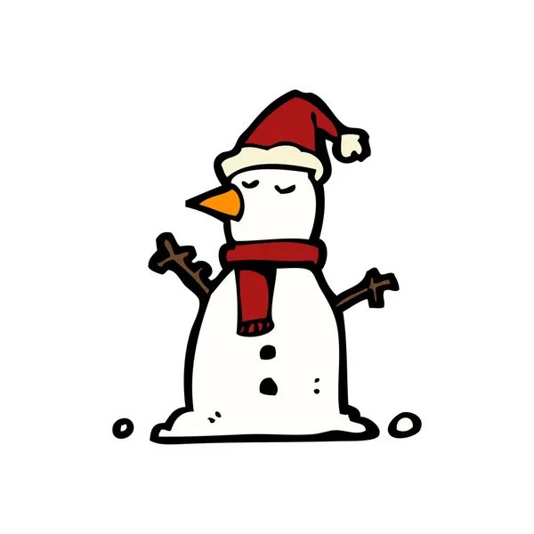 Boneco de neve em chapéu de Natal —  Vetores de Stock