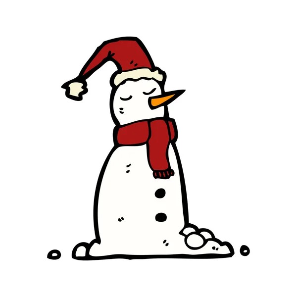 Snowman in christmas hat — Stock Vector