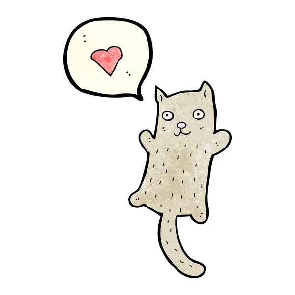 愛の心と面白い猫 — ストックベクタ