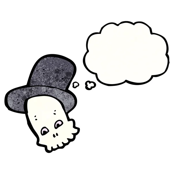 Spooky schedel in top hat — Stockvector