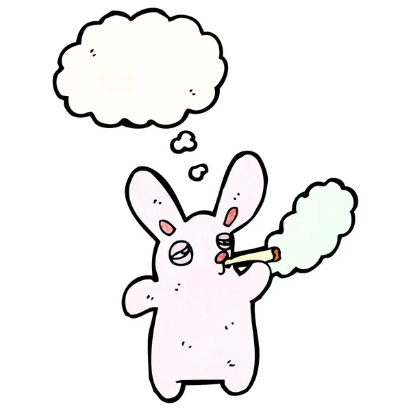 Conejo rosa fumar cigarrillo — Vector de stock