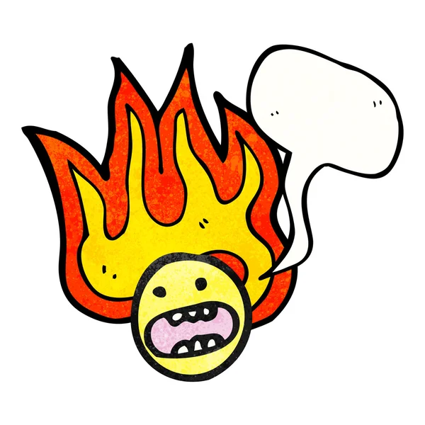 Emoticon flamejante rosto — Vetor de Stock