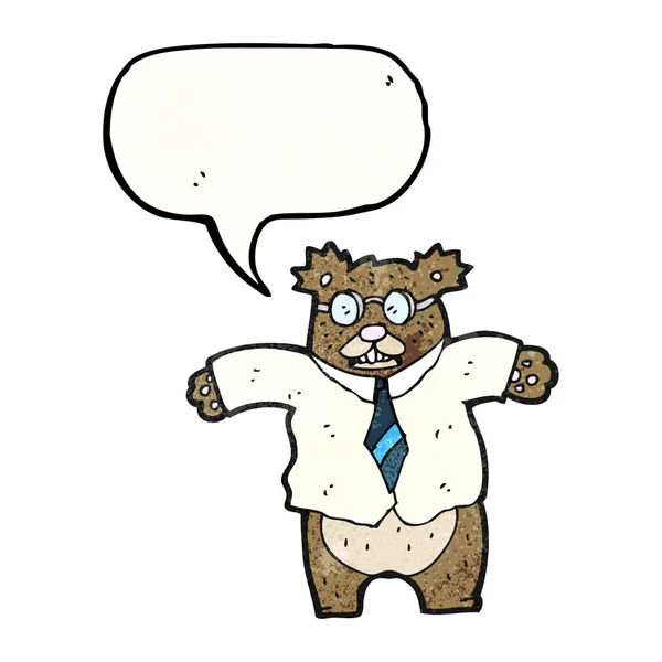 Oso enojado en camisa y corbata — Vector de stock