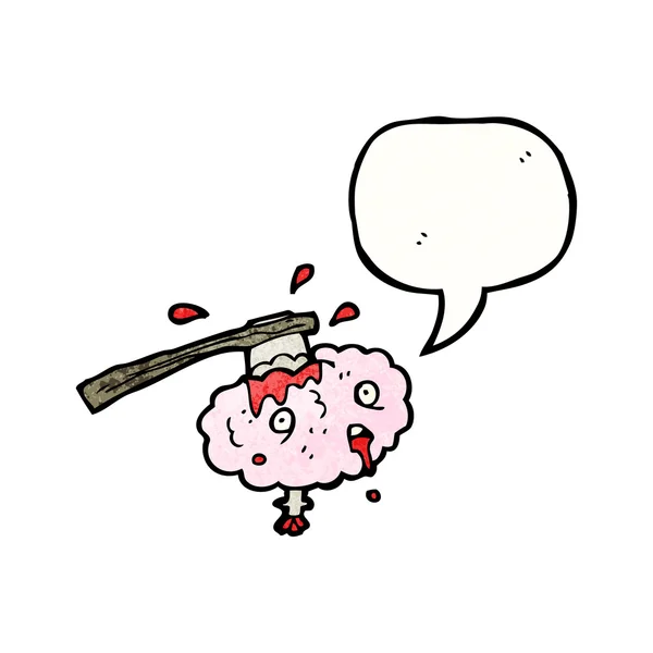 Gross brain with axe — Stock Vector