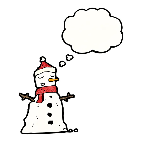 Snowman with thought bubble — Stock Vector