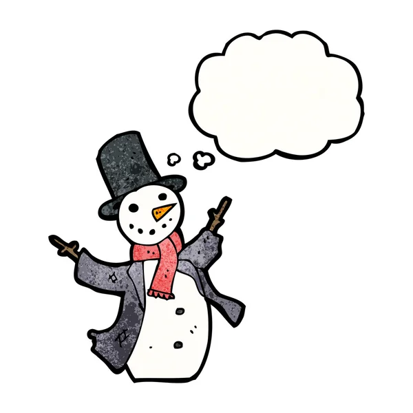 Snowman with thought bubble — Stock Vector